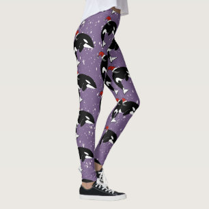 Holiday Christmas Orca Killer Whale Leggings