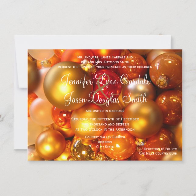 Holiday Christmas Ornaments Wedding Invitations (Front)