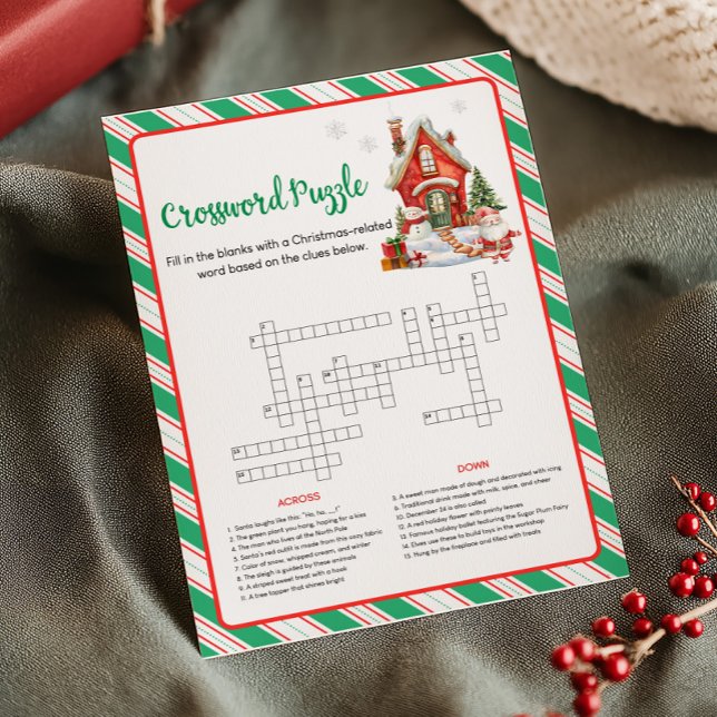 Holiday Christmas Party Crossword Puzzle Game Card (Christmas Party Games)