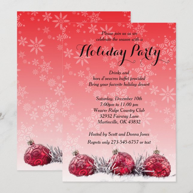 Holiday Christmas Party Invitation (Front/Back)