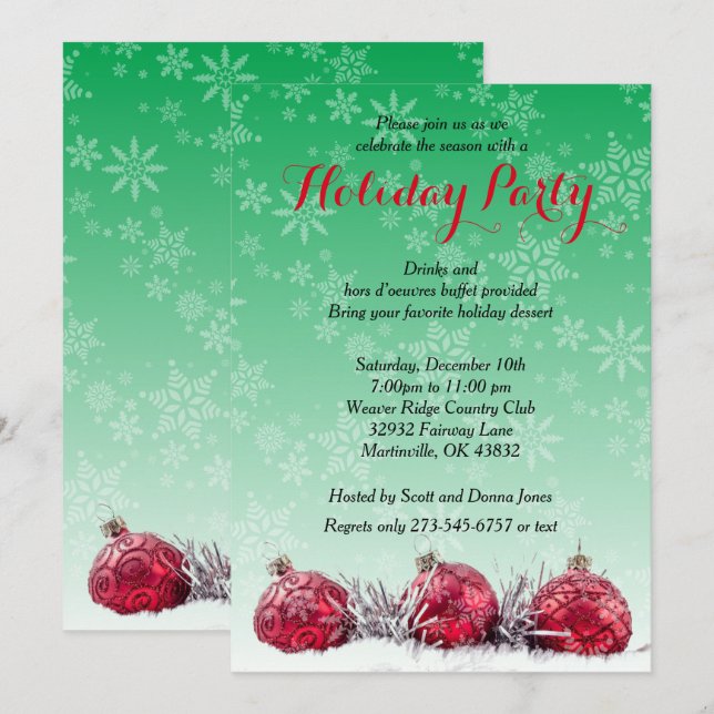 Holiday Christmas Party Invitation (Front/Back)