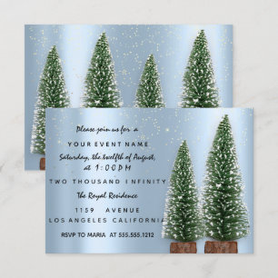 Holiday Christmas Party Invitation Blue Dinner Lux