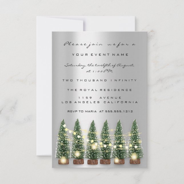 Holiday Christmas Party Invitation Grey Tree Winte (Front)