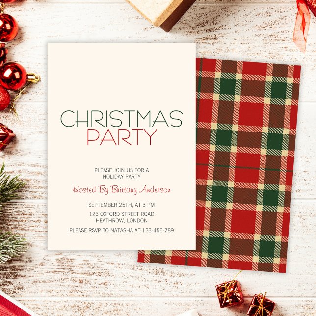 Holiday Christmas Party Invitation Red Plaid  (Creator Uploaded)