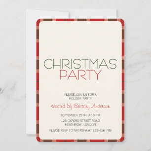 Holiday Christmas Party Invitation Tartan Plaid