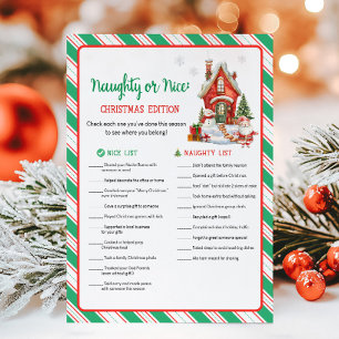 Holiday Christmas Party Naughty or Nice Game Card