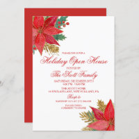 Holiday Christmas Party Poinsettia Invitation