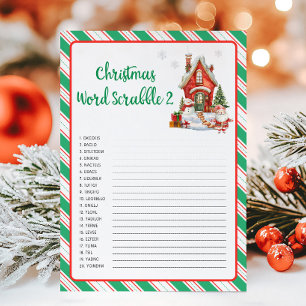 Holiday Christmas Party Word Scrabble Game Card