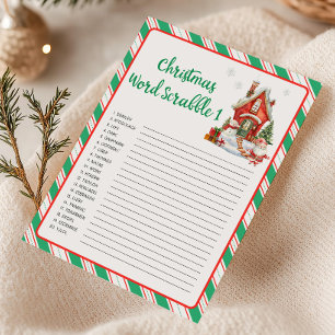 Holiday Christmas Party Word Scrabble Game Card