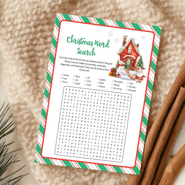 Holiday Christmas Party Word Search Game Card (Christmas Party Games)