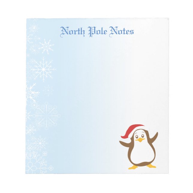 Holiday Christmas Penguin Notepads (Front)