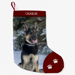 Holiday Christmas Personalised Pet Dog Photo Red Small Christmas Stocking