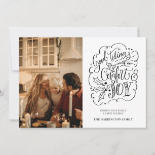 Holiday Christmas Photo Comfort And Joy Typography Card