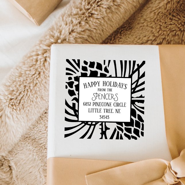 Holiday Christmas Pinecone Tree Return Address Rubber Stamp (Creator Uploaded)