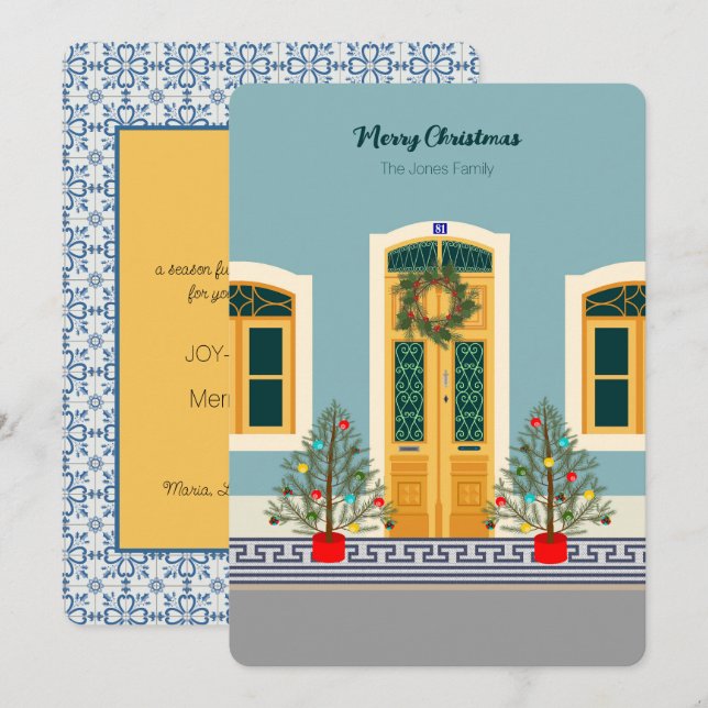 Holiday Christmas Portuguese festive House Card (Front/Back)