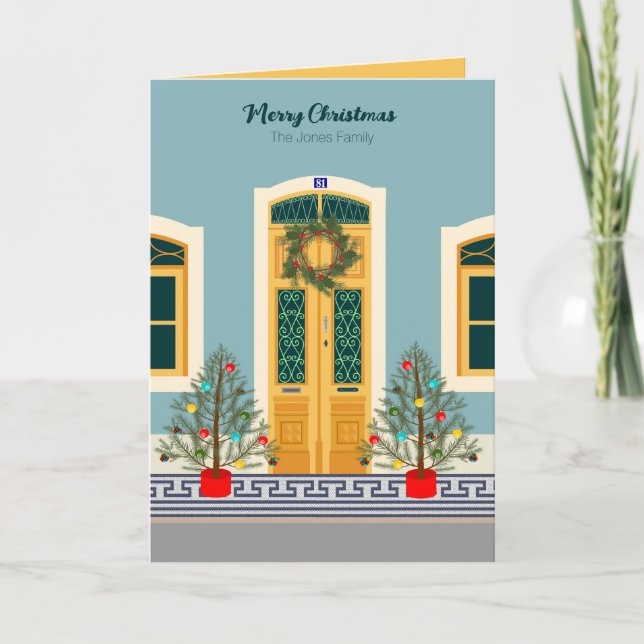 Holiday Christmas Portuguese festive House Card (Front)