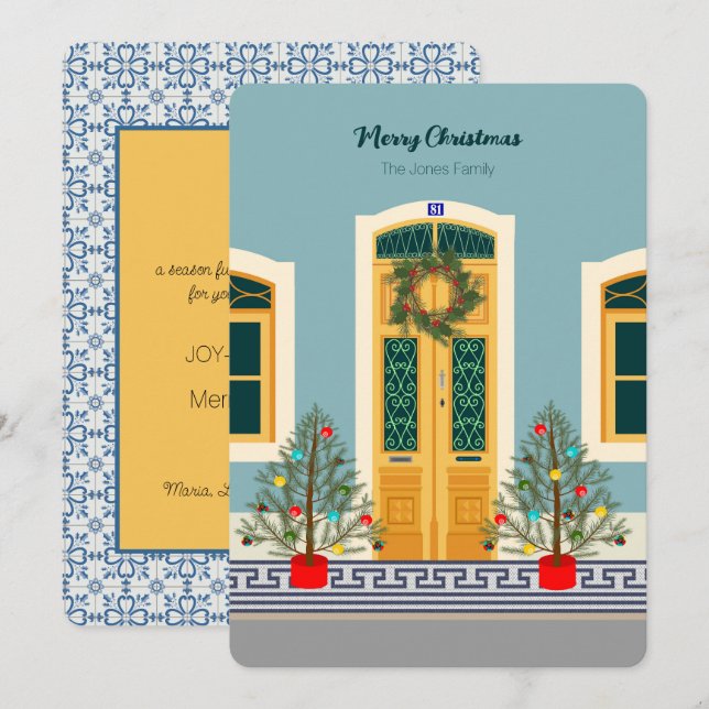 Holiday Christmas Portuguese festive House Card (Front/Back)