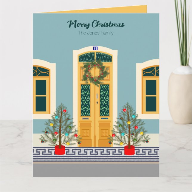Holiday Christmas Portuguese festive House Card (Front)