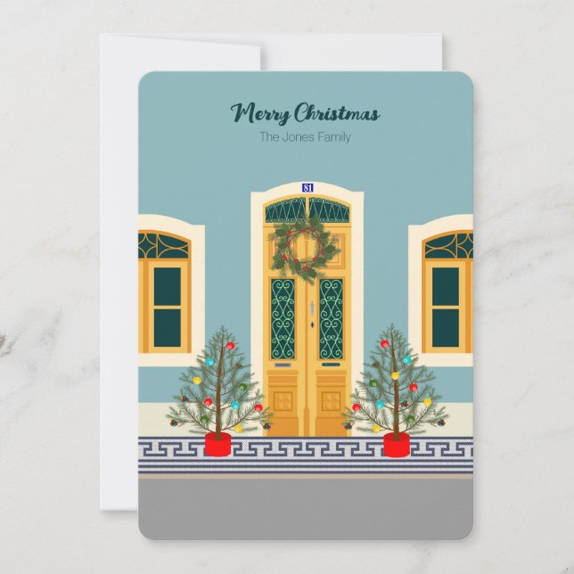 Holiday Christmas Portuguese festive House Card (Front)