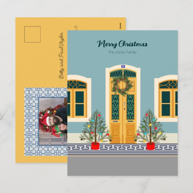 Holiday Christmas Portuguese festive House card (Front/Back)