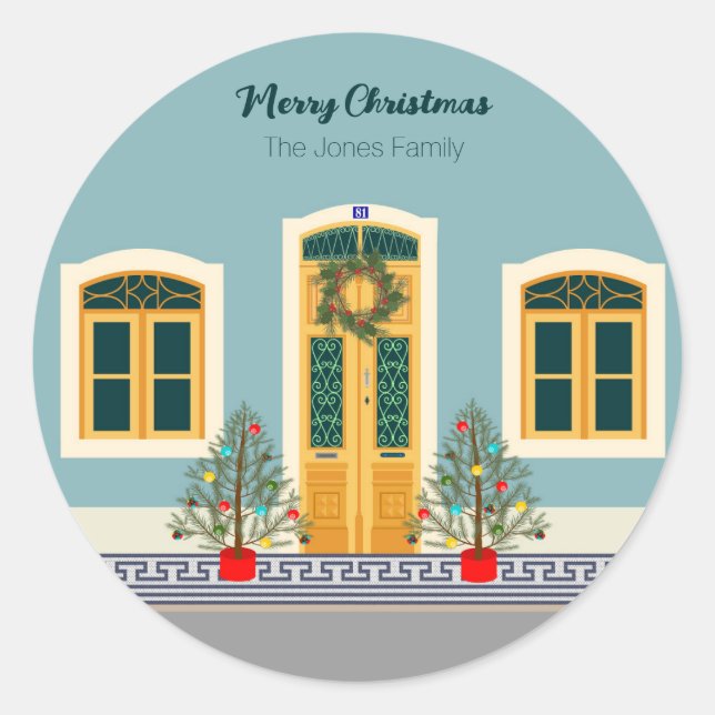 Holiday Christmas Portuguese festive House Classic Round Sticker (Front)