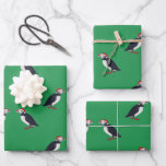 Holiday Christmas puffin bird vintage Wrapping Pap Wrapping Paper Sheet<br><div class="desc">Holiday Christmas puffin bird vintage</div>
