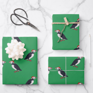 Holiday Christmas puffin bird vintage Wrapping Pap Wrapping Paper Sheet
