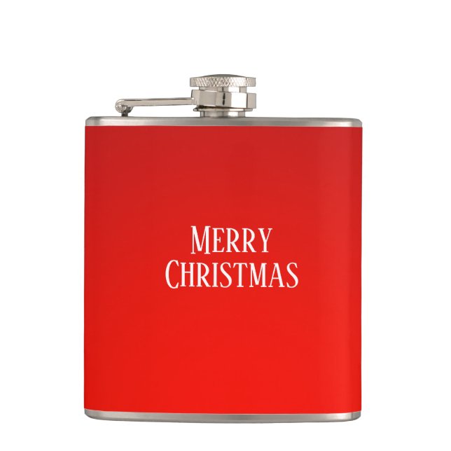 Holiday Christmas red fireball Hip Flask (Front)