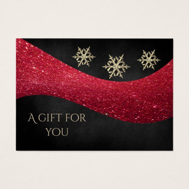 Holiday Christmas red glittery snowflakes (Front)