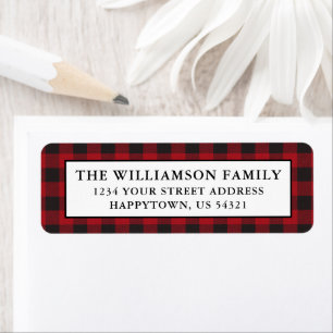 Holiday Christmas Red Plaid Return Address Labels