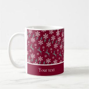 holiday Christmas reindeer deep dark red Coffee Mug