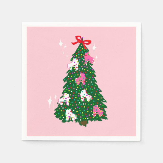 Holiday Christmas Roller Skating Xmas Skate  Napkin (Front)