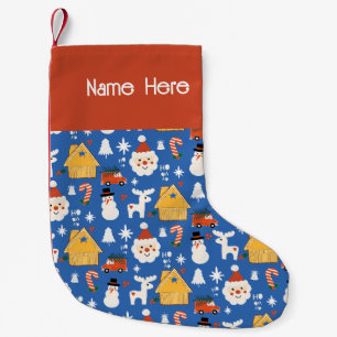 Holiday Christmas Santa Workshop Minimal Retro B Small Christmas Stocking