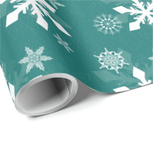 Holiday Christmas Snowflake Teal Wrapping Paper