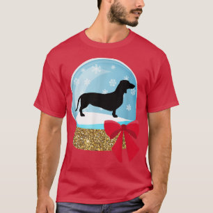 Holiday Christmas Snowglobe Dachshund Doie  T-Shirt