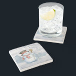 Holiday Christmas Snowman Watercolor Snow Stone Coaster<br><div class="desc">Cute watercolor snowman Christmas coasters.  Adorable.  So cute for your holiday.   See matching products.  Remember,  you can transfer this pattern to anything ‘Zazzle” has available for purchase.  This will make a special keepsake for that “hard to buy person”</div>
