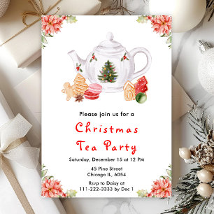 Holiday Christmas Tea Party Red Invitation