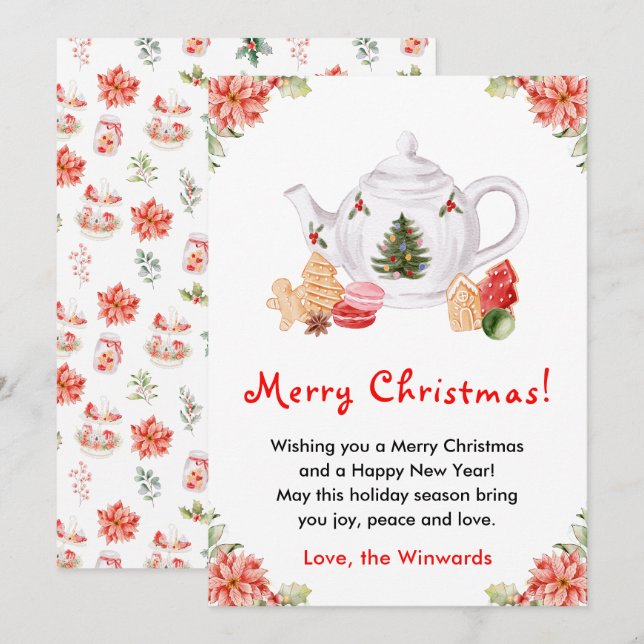 Holiday Christmas Tea Red Merry Christmas (Front/Back)
