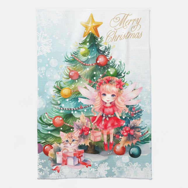 Holiday Christmas  Tea Towel (Vertical)
