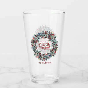 Holiday Christmas 'Tis the Season Script Monogram Glass