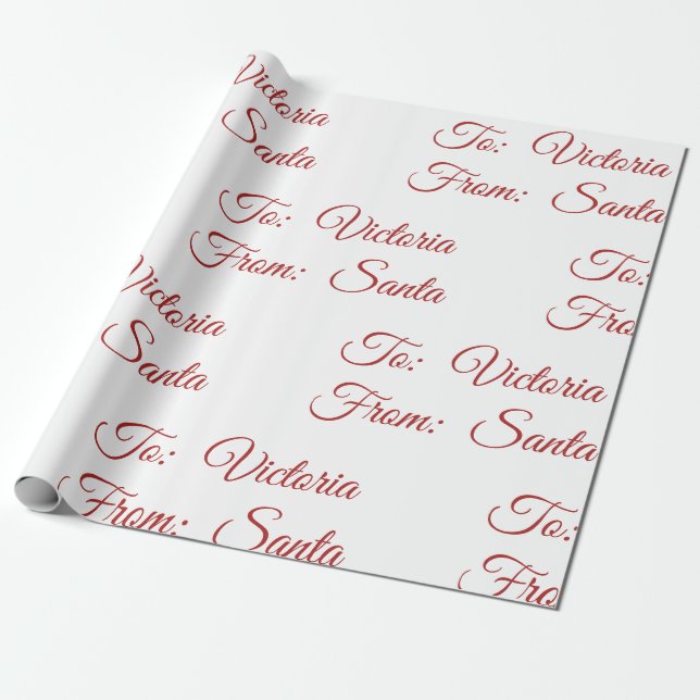 Holiday Christmas To And From Santa Personalised  Wrapping Paper (Unrolled)