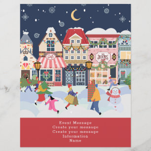 Holiday Christmas Town Whimsy Create your own Flyer