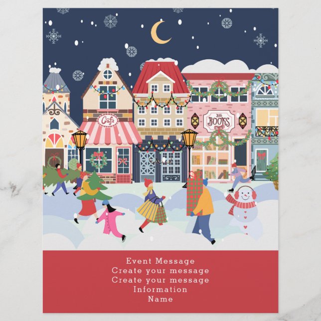 Holiday Christmas Town Whimsy Create your own Flyer (Front)