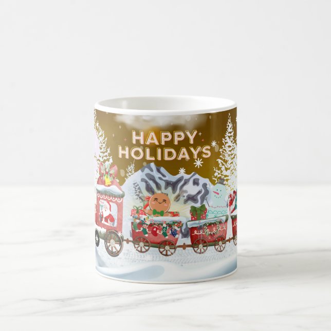 Holiday Christmas Train Mug, Christmas Coffee Mug (Center)