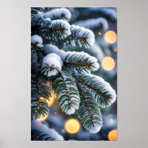 Holiday Christmas Tree Festive Snow Season Candles Poster