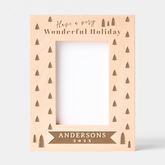 Holiday Christmas Tree Laser Etched Picture Frame (Front)