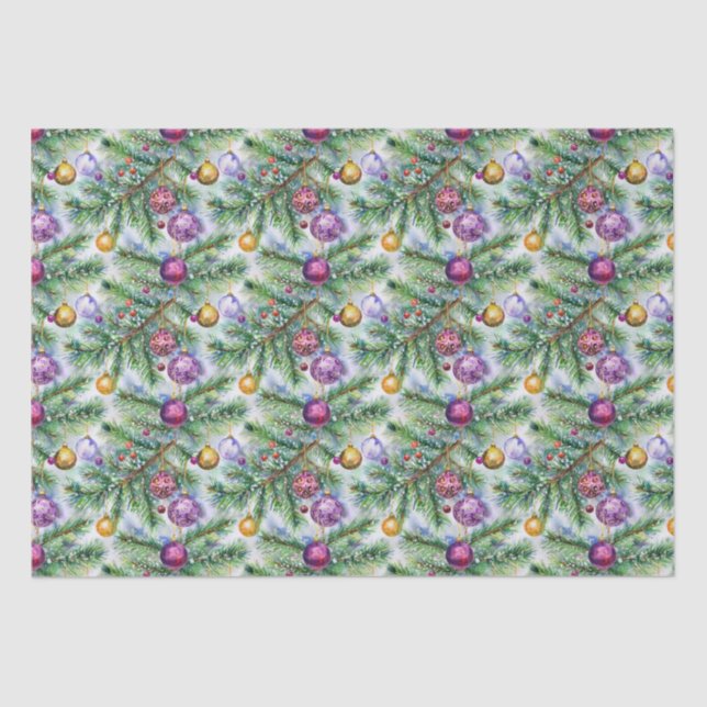 Holiday Christmas Tree Ornaments Tissue Paper (Front)