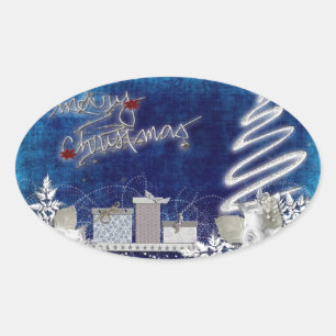 Holiday Christmas Tree Party Destiny Celebration Oval Sticker