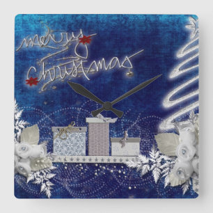 Holiday Christmas Tree Party Destiny Celebration Square Wall Clock