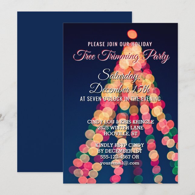 Holiday Christmas Tree Trimming Party Invitation (Front/Back)